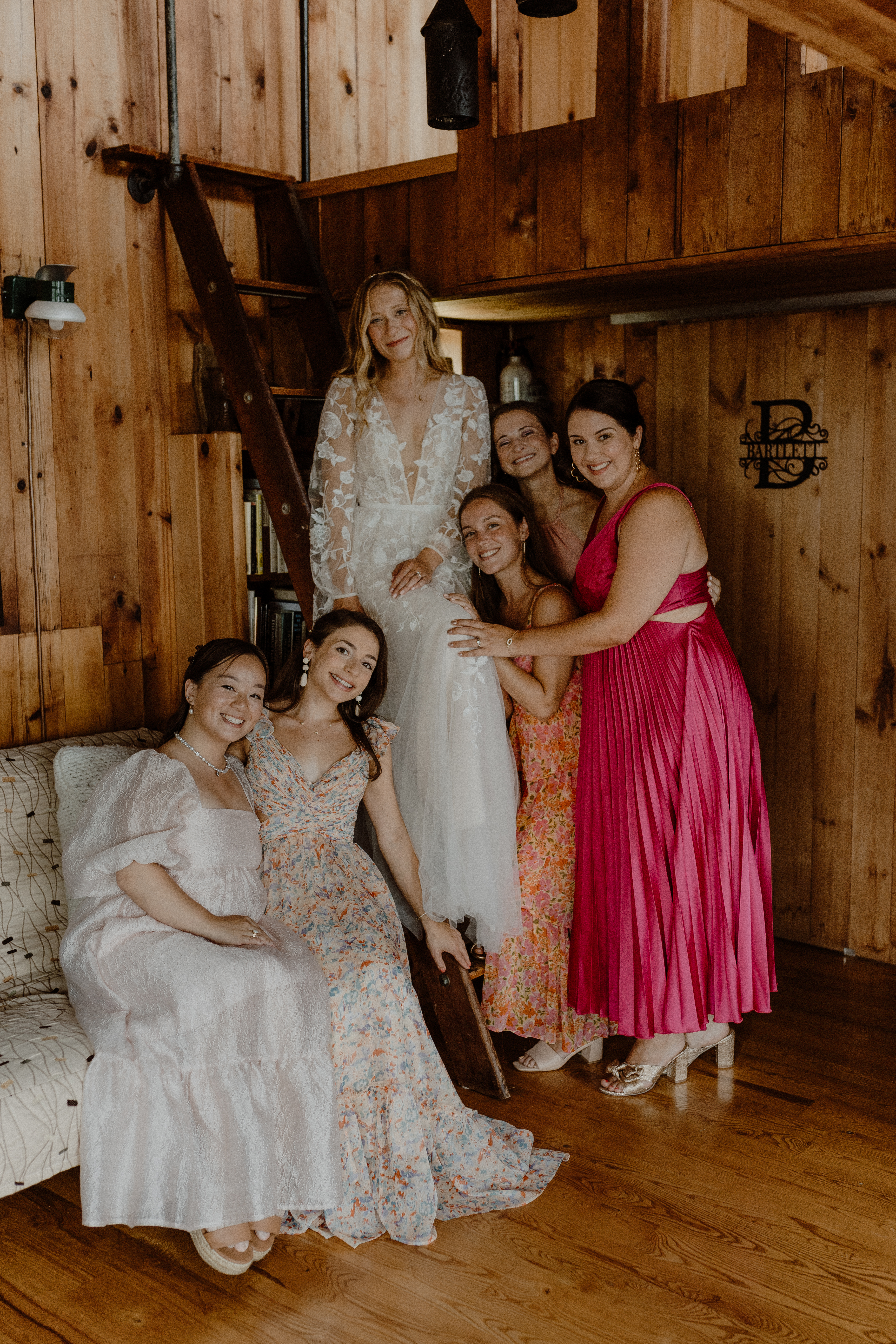 bride with bridesmaids