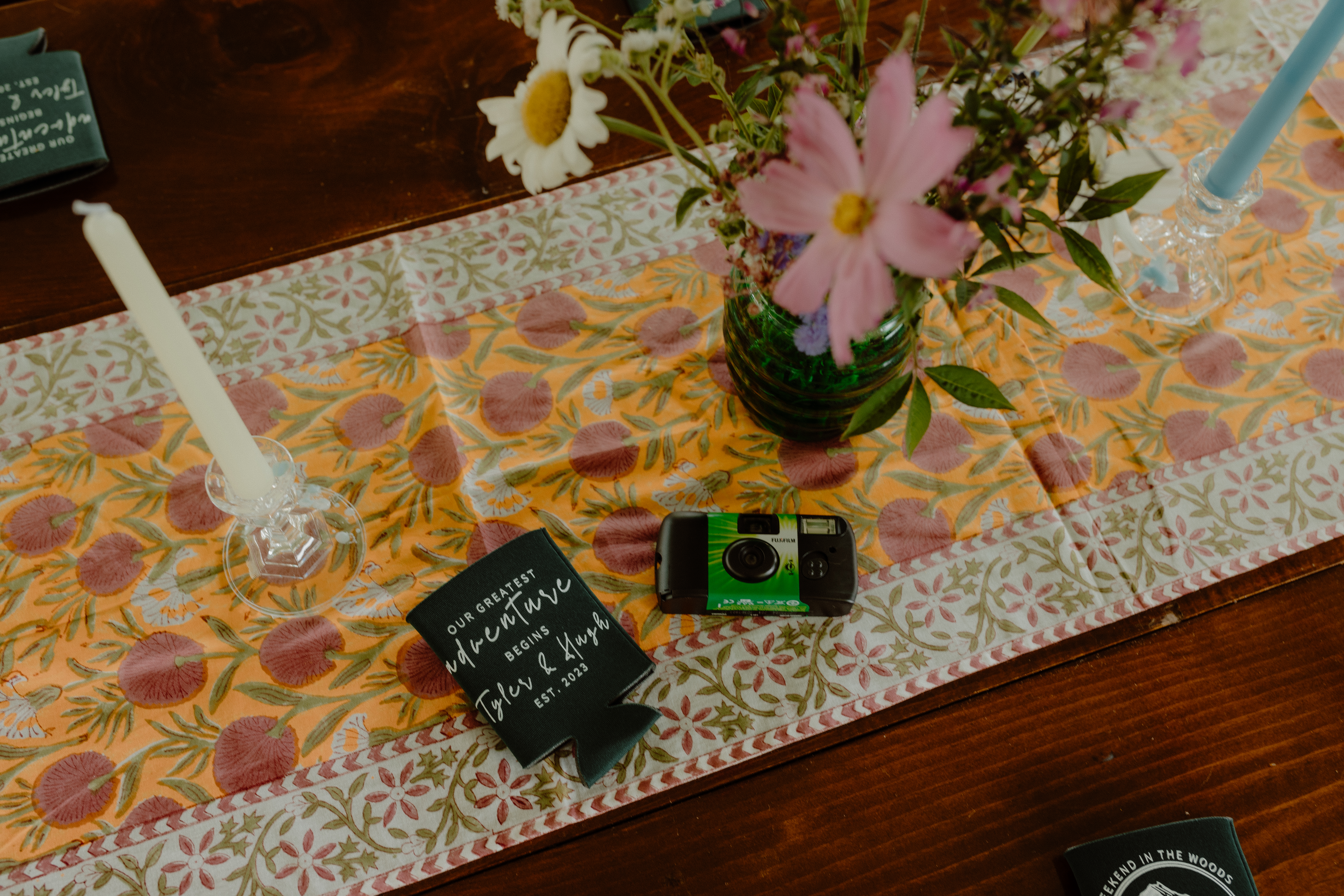 summer floral centerpiece at wedding