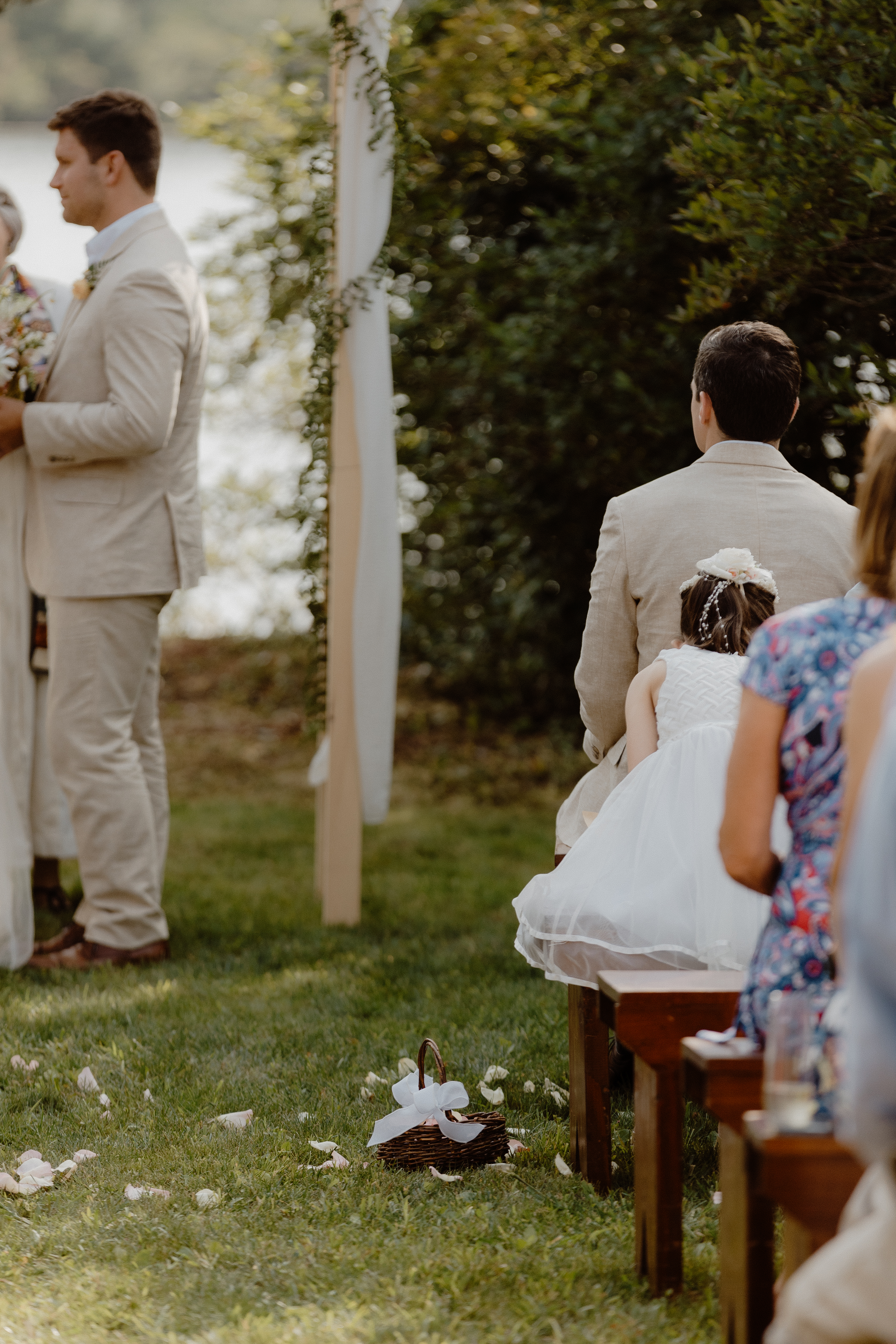 wedding guests at outdoor wedding