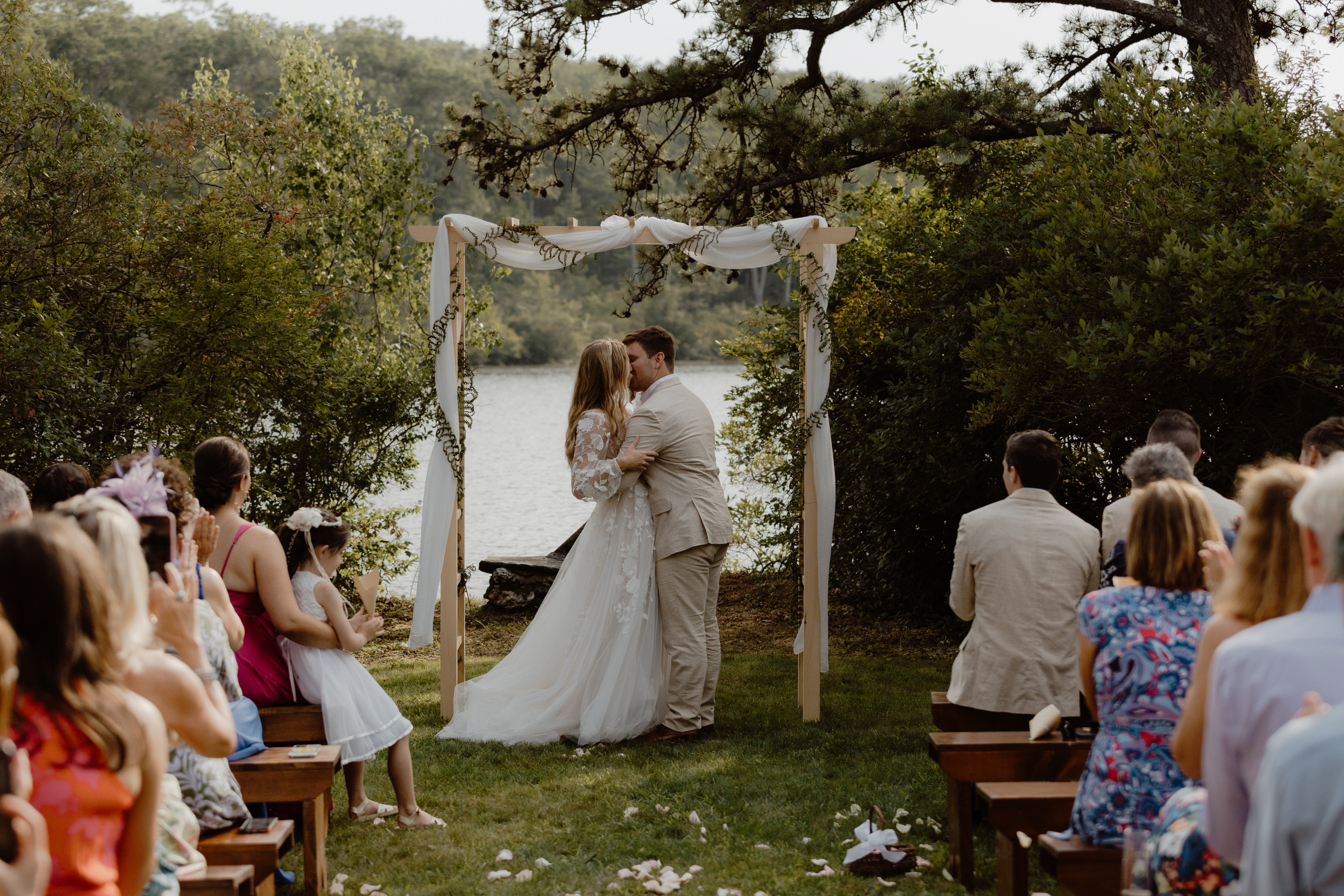 bride and groom's first kiss