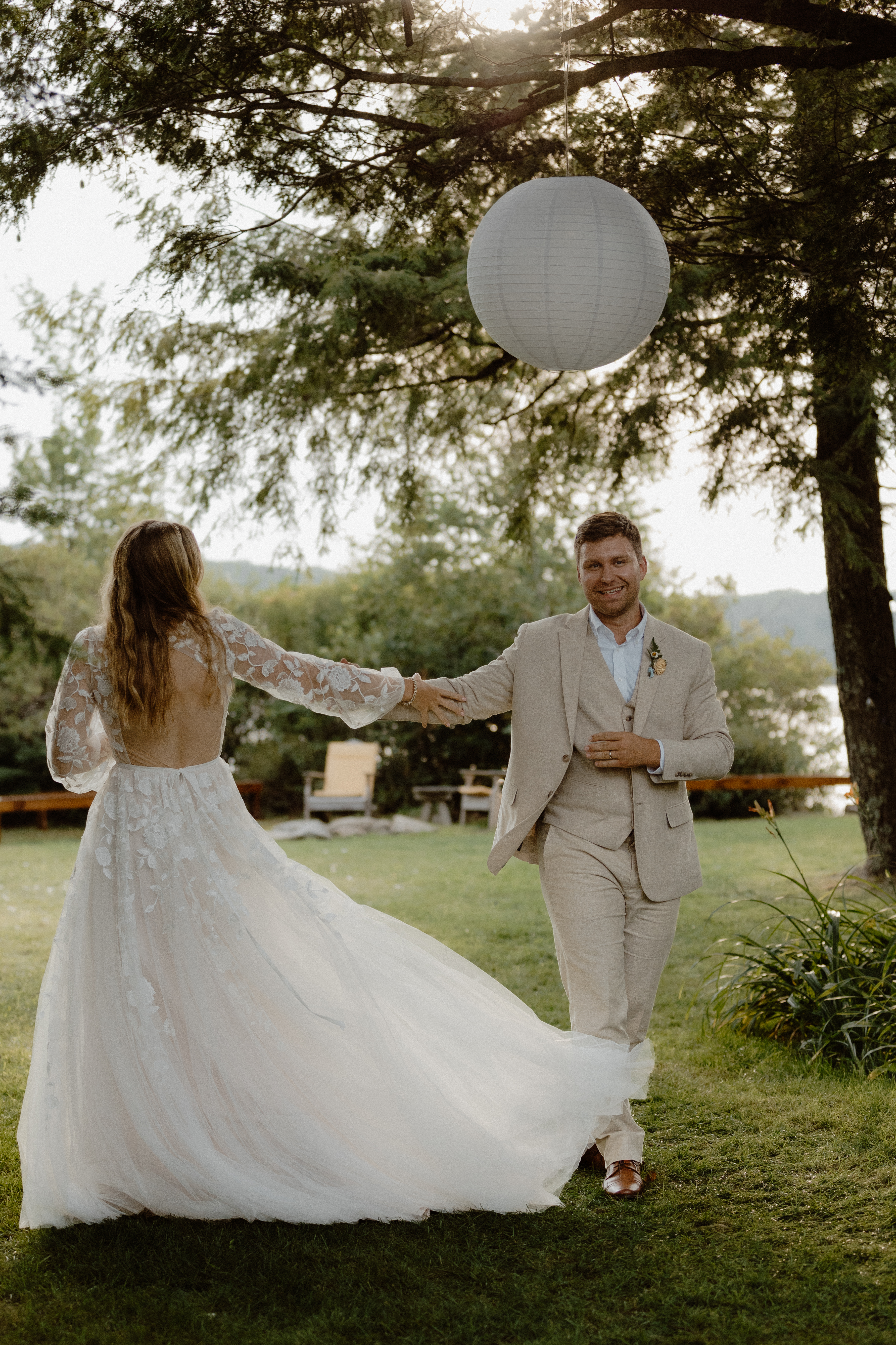 bride and groom dancing