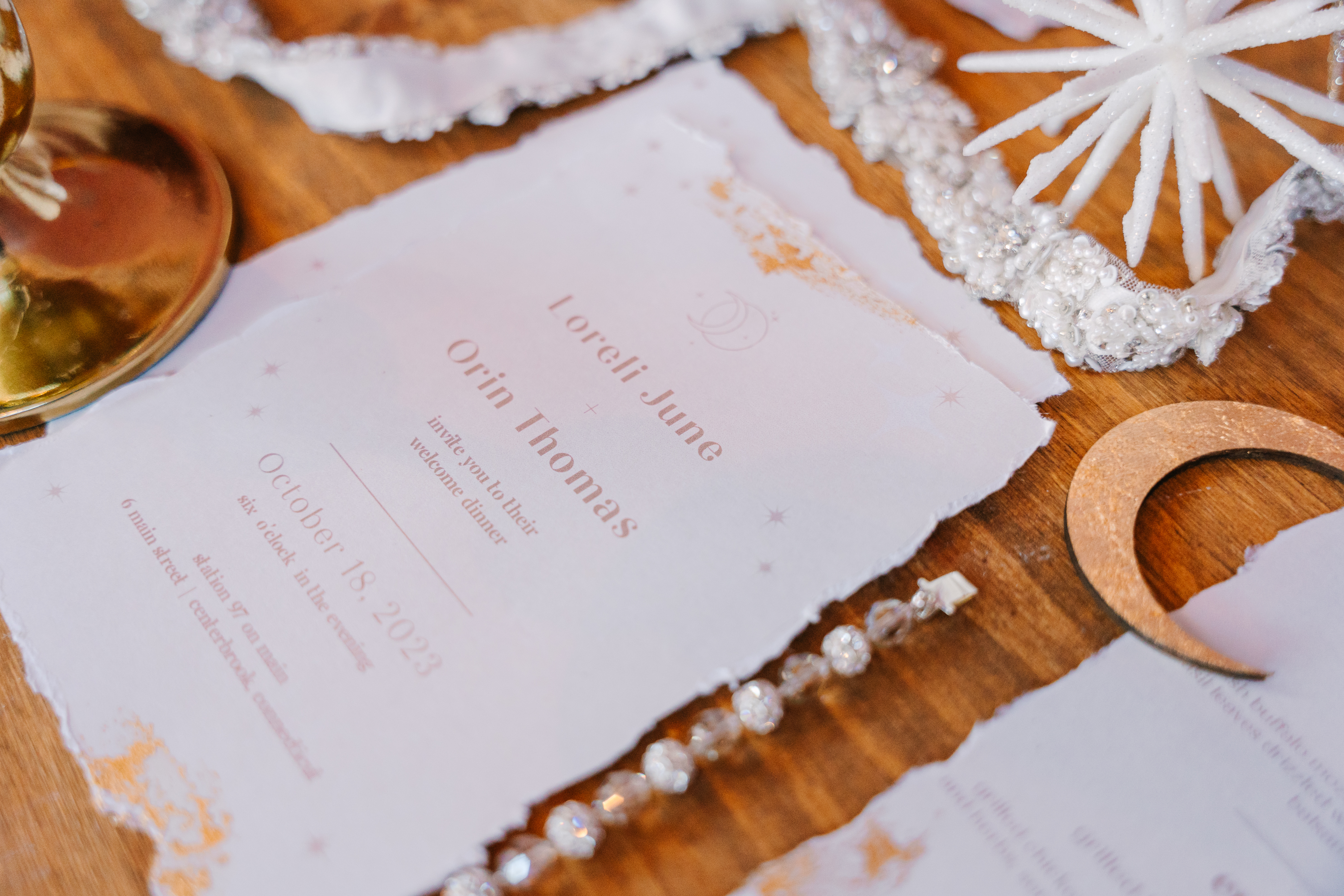 detail shot of wedding invitation